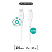 eSTUFF INFINITE Super Soft USB-C til Lightning Kabel 3m Hvit - 100% Resirkulert PVC-fri Plast, 1 Stykk, SEN-W127221736