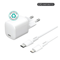 eSTUFF INFINITE Lader Kit PD 20W EU Plugg Lader med 1,5m USB-C til Lightning Kabel - Hvit, 1 Stykk, SEN-W128441093