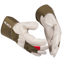 Guide Arbeidshanske – Slitesterk, Halvfôret (223531872, Hvit/Brun, 12 Par, størrelse-8)