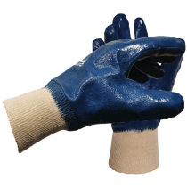 Jobsafe Nitril heldyppet m/ribb 70.100-10,5, Blå, Størrelse 10.5, 1 Par, SSS-3214