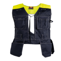 Tranemo Flammehemmende Håndverksvest – Høy ARC-rating (57618894-XS, Gul/marineblå, 1 Stykk, størrelse-XS)