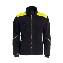 Tranemo Fleecejakke – Vindavvisende, Pustende (62414795-XS, Svart/gul, 1 Stykk, størrelse-XS)