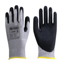 Nitrex 245N sandaktig nitril håndflatebelagte, lette hansker, 10 par, svart/grå, SUG-245N-07-BLK-S størrelse S