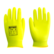 Nitrex 370W skum nitril heldekkende, termisk, lett arbeidshansker, 10 par, HV gul, SUG-370W-07-YEL-S størrelse S