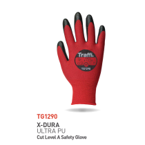 Traffi Cut A Ultra Lightweight PU Hanske, Rød/Svart, 10 Par, STR-TG1290