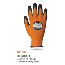 Traffi Cut B Microdex Nitrile Hanske, Oransje/Svart, 10 Par, STR-TG3140