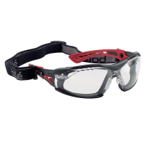 Bolle Safety Rush+ Monterte, klare linsebrille, rød/svart, SBS-RUSHPFSPSI