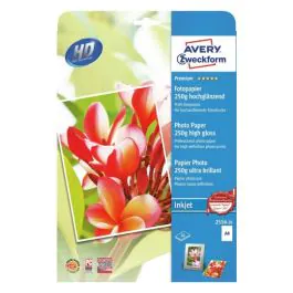 Avery Premium Inkjet Fotopapir – Laboratoriekvalitet ( 2556-20, Hvit, 1 Lommebok, A4 )