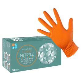 ASAP 20420 Orange X-Tra tykke t-grep nitril pulverfri engangshansker, 1 pall, SAS-20420