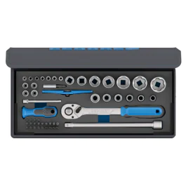 Gedore Blue Line, TC 19-20-MU-10, 52-stk stikkontaktsett 1/4 tomme + 1/2 tomme, 1 sett, SGD-3085031