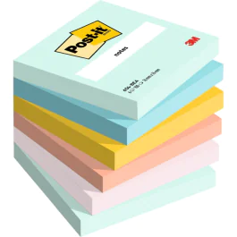 3M Post-it Notater – Assorterte Farger, Miljøvennlig (3M6546BEA, 1 Eske)