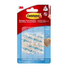 3M Command Mini Clear Kroker – Skaderfritt Oppheng (3M7100108896, 1 Eske)