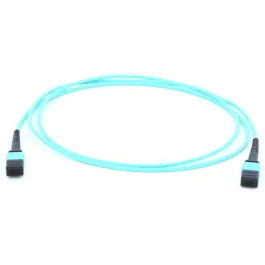 MicroConnect MPO Female Multimode Optisk Fiberkabel, 12 Fiber, Polaritets B, OM3 (Aqua Blå), 1-50m, 1 Stykk, SEN-472