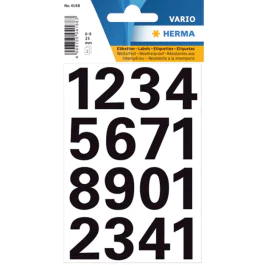 HERMA Nummeretiketter Vario 0-9 – Selvklebende, Værbestandig (HER4168, Svart, 10 Eske)