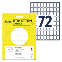 Avery Mini Etiketter – Håndskriftvennlige ( 3312, Hvit, 1 Lommebok, 12 x 18 mm )