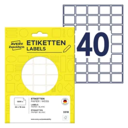 Avery Mini Etiketter – Håndskriftvennlige ( 3318, Hvit, 1 Lommebok, 22 x 18 mm )