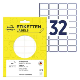 Avery Mini Etiketter – Håndskriftvennlige ( 3319, Hvit, 1 Lommebok, 29 x 18 mm )