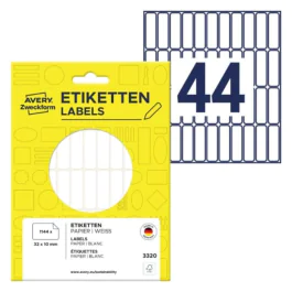 Avery Multi-usage Etiketter – Håndskriftvennlige ( 3320, Hvit, 1 Lommebok, 32 x 10 mm )