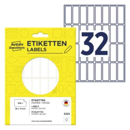 Avery Mini Etiketter – Håndskriftvennlige ( 3323, Hvit, 1 Lommebok, 38 x 14 mm )