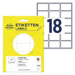 Avery Multi-usage Etiketter – Håndskriftvennlige ( 3325, Hvit, 1 Lommebok, 38 x 24 mm )