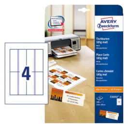 Avery Bordkort – FSC® Sertifisert, Høy Kvalitet ( C32253-25, Hvit, 1 Lommebok, 110 x 40 mm )