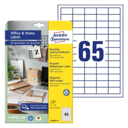 Avery Recycled Multipurpose Labels – Miljøvennlig, Jam-fri ( LR3666-10, Off-white, 1 Lommebok, 38 x 21,2 mm )
