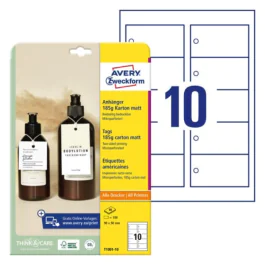 Avery Etiketter – Design Dine Egendefinerte Merker ( T1001-10, Hvit, 1 Boks, 90 x 50 mm )