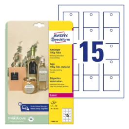 Avery Holdbare Etiketter – Vannavstøtende, UV-bestandig ( T3003-10, Hvit, 1 Boks, 50 x 50 mm )