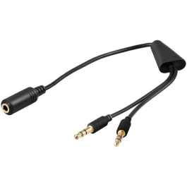 MicroConnect Audio Minijack adapterkabel; 3,5 mm hunn til 2 x 3,5 mm, 0,4 m, 1 Stykk, SEN-AUDAL