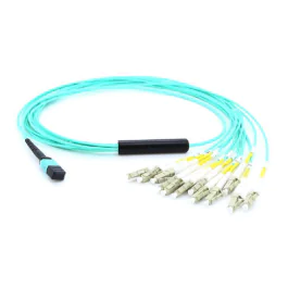 MicroConnect optisk fiber breakout-kabel, MTP (MPO) - 12 x LC, multimode, simplex OM3 (aqua blå), 2m, 1 Stykk, SEN-FIB995002