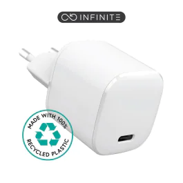 eSTUFF INFINITE USB-C-lader EU PD 20W - Hvit - 100% resirkulert plast, 1 Stykk, SEN-W127225410