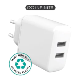 eSTUFF INFINITE USB-A Lader EU 24W - Hvit - 100% Resirkulert Plast, 1 Stykk, SEN-W128189072