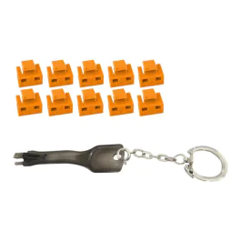MicroConnect RJ45 portblokker med nøkkelverktøy oransje, 10 Stykk., 1 Stykk, SEN-W128832975