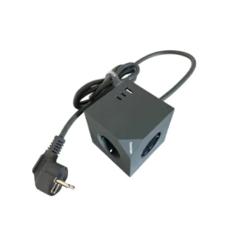 MicroConnect 3 veis Schuko med magnetisk funksjon, 2 USB C porter, 1 USB-A port, strømkube med 1,5m kabel, Mørk Grå, 1 Stykk, SEN-W128913938