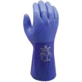 Showa PVC-Hanske – Høy Slitestyrke, Vannavstøtende (Blå, Størrelser L-XXL), 1 Par, SSS-660