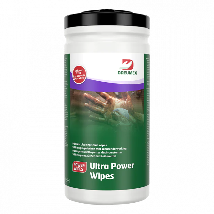 Dreumex Power Wipes, Heavy Duty Hånd- og verktøy-rengjøringsservietter, store multifunksjonelle engangshåndklær, perfekt for å fjerne smuss, tjære, olje, fett, 90 stykker, SKC-1265407-1