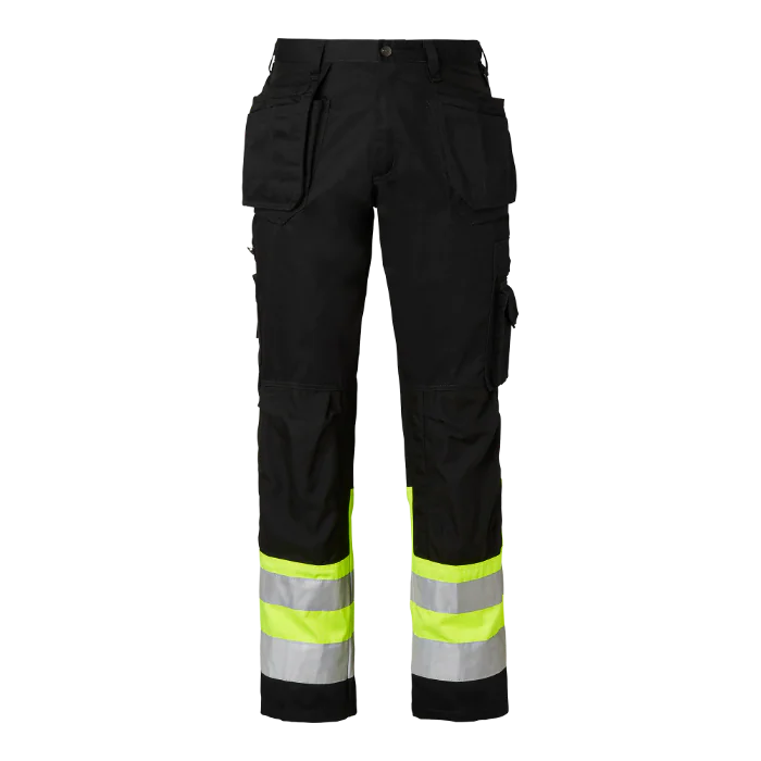 Top Swede 2171 Håndverksbukser, herre, svart/marine/fluorescerende gul, størrelser C46-C156, D92-D120, SBG-1000825