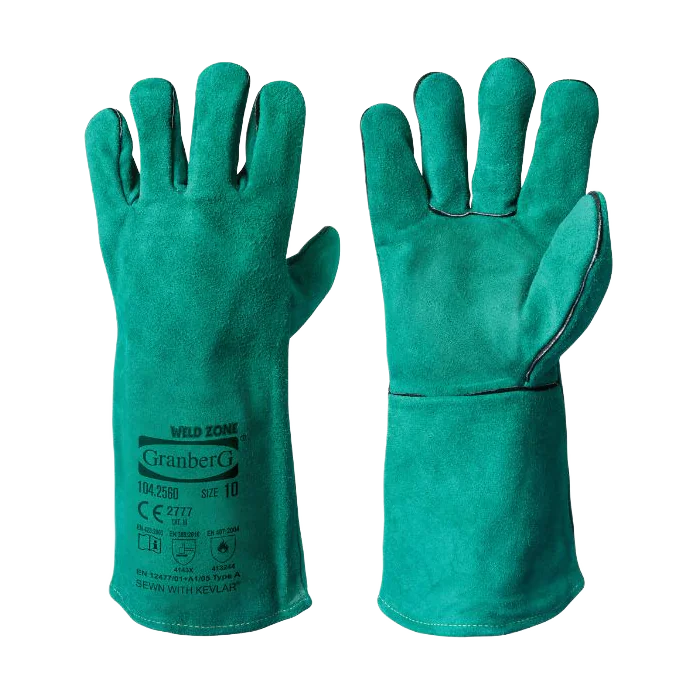 Granberg Sveisehansker – Høy slitestyrke, komfortabel passform (104.2560-10, Grønn, 6 Par, størrelse-10)