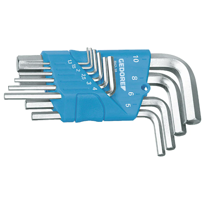 Gedore Blue Line, H 42-10, 10-stk sekskantnøkkelsett i plastholder, 1,3-10 mm, 1 sett, SGD-1505408
