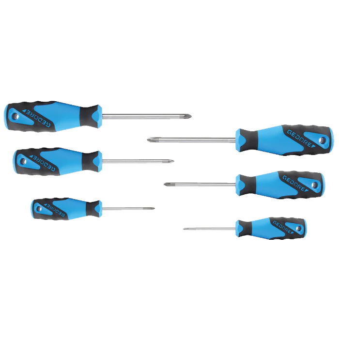 Gedore Blue Line, 2160 PHZ-06, 6-stk 3C-skrutrekkersett, PH+PZ 0-1-2, 1 sett, SGD-2003589