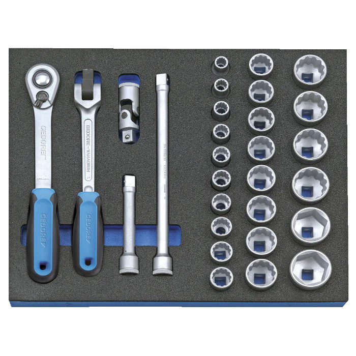 Gedore Blue Line, 2005 CT2-D 19, 29-stk sokkelsett 1/2 tomme i CT-modul, 1 sett, SGD-2016494