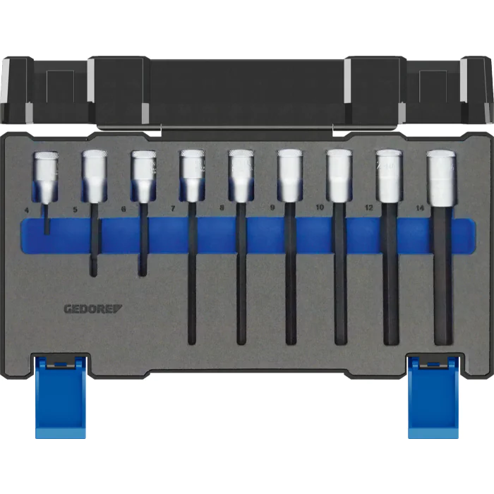 Gedore Blue Line, IN 19-009, 9-stk skrutrekkerbitssokkelsett, 1/2 tomme, 1 sett, SGD-3014444