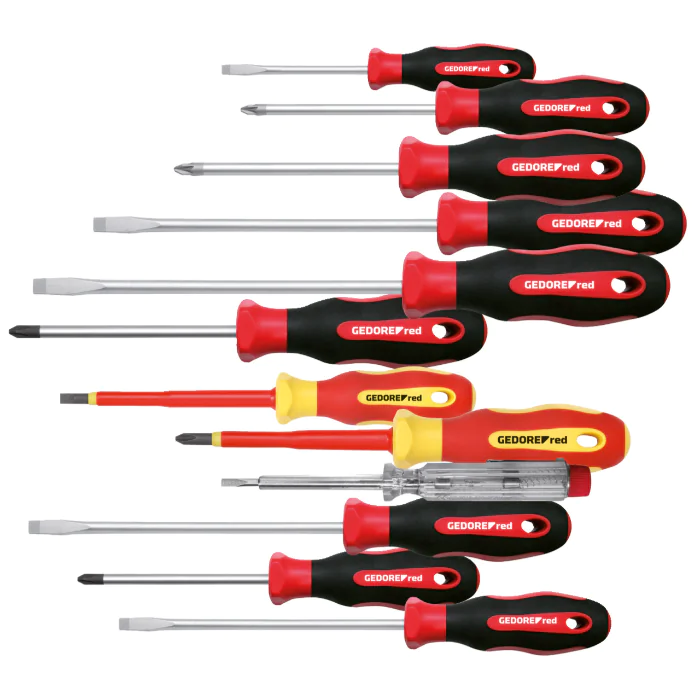 Gedore Red Line, R38002012, 12-stk skrutrekkersett, PH+PZ+LS 2C-håndtak, 1 sett, SGD-3301273