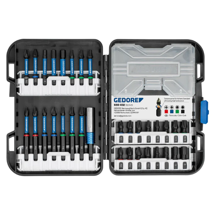 Gedore Torsion Bit Set – 32 Deler, Høy Kvalitet(3517470, 1 Eske)