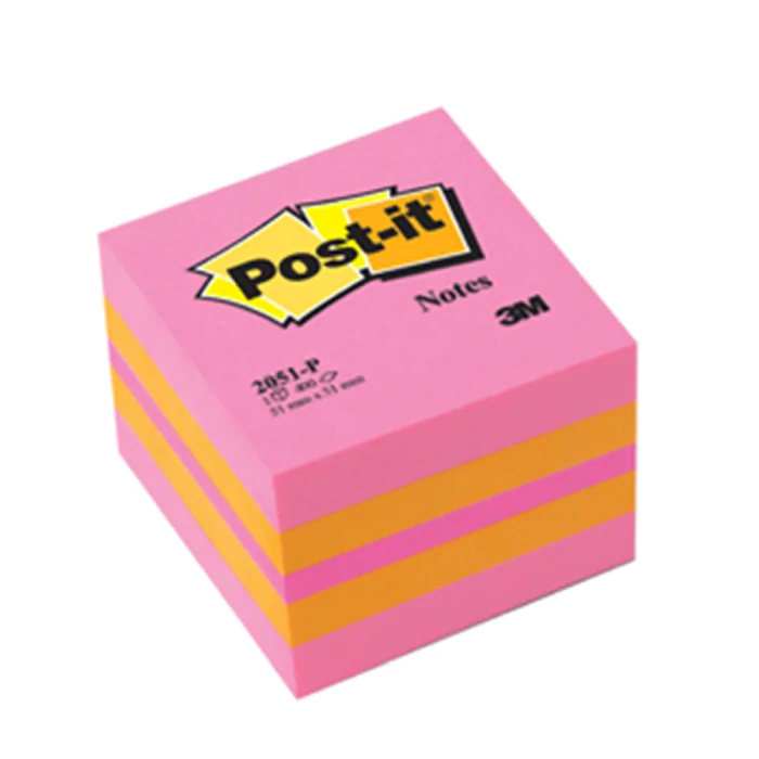 3M Post-it Mini Kubeblokk – Ideell for Notater (3M2051MP, Rose, 5 Eske)