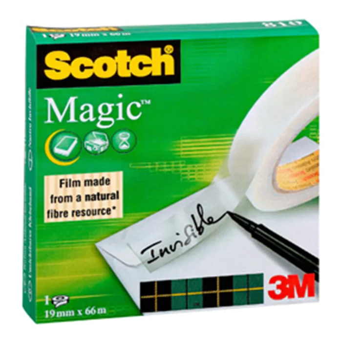3M Magic Teip – Usynlig, Vannbasert Klebeevne (3M8101966, 12 Eske)