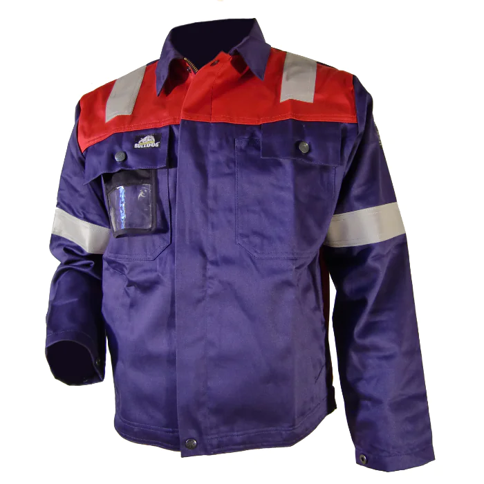 Bulldog Flammehemmende Jakke – Høy Slitestyrke (Blå/Rød, Størrelser S-5XL), SBD-5019-2