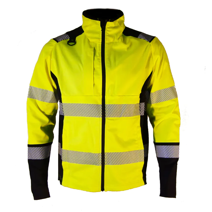 Bulldog Stretchjakke – Lett og Komfortabel, Vannavvisende og Reflekterende (Gul/svart, Størrelser S-5XL), SBD-5719