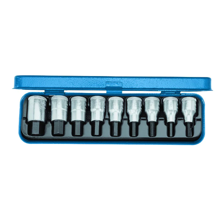 Gedore Blue Line, IN 19 PM, 9-delers skrutrekkerbitssokkelsett, 1/2 tomme, sekskantet 5-17 mm, 1 sett, SGD-6156250