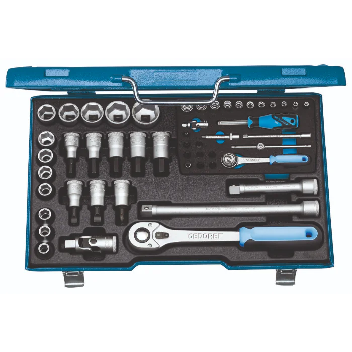 Gedore Blue Line, 19 V20 U-10, 50-stk stikkontaktsett 1/4 tomme+1/2 tomme, 4-30 mm, 1 sett, SGD-6157490